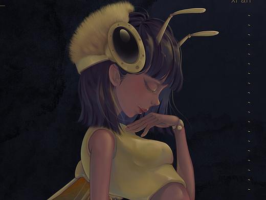 原创插画——昆虫女孩系列