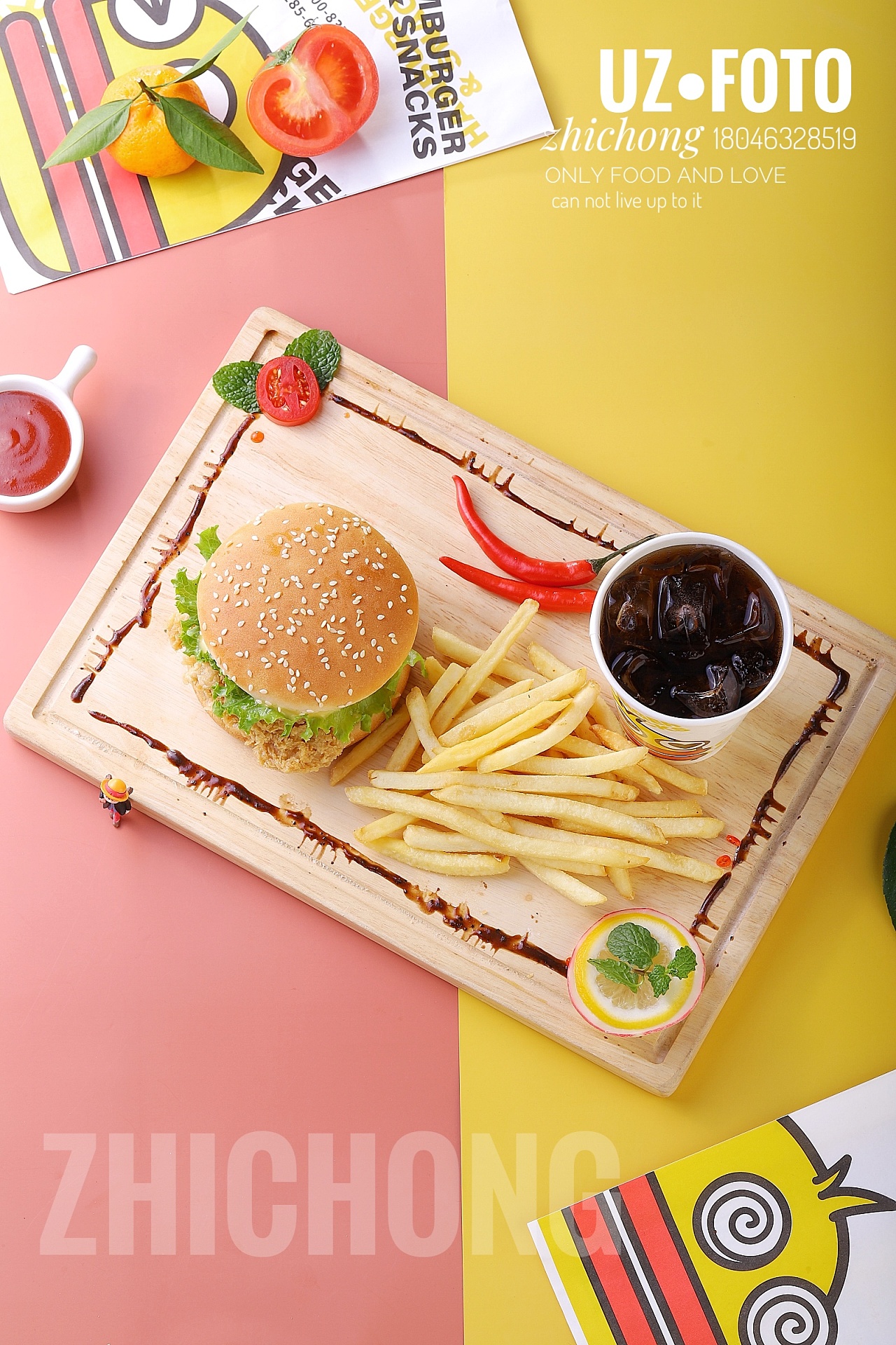 【优志摄影】汉堡鸡肉卷西式快餐拍摄