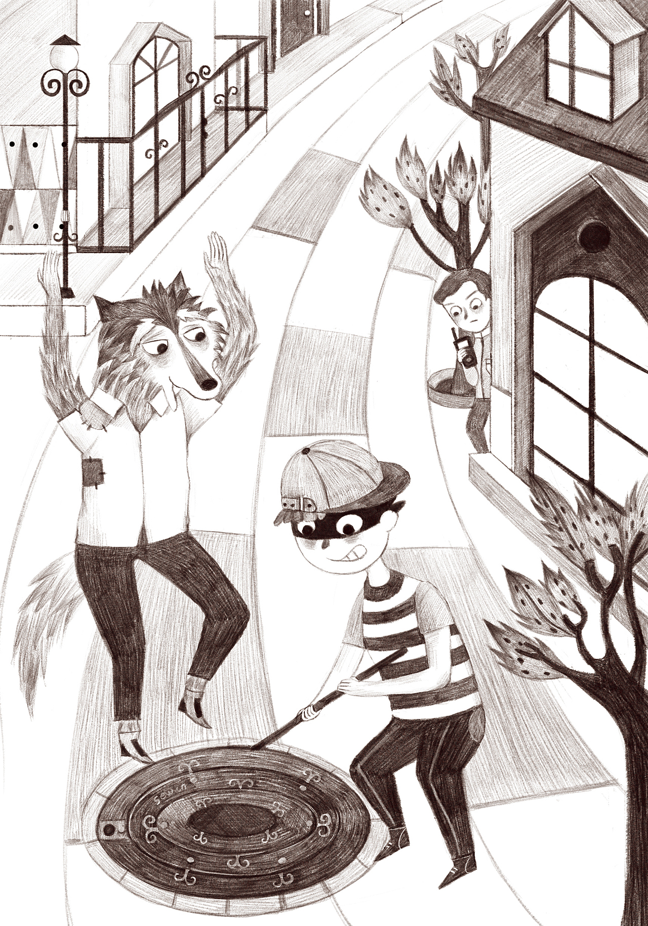 月光下的肚肚狼 儿童插画（图ZMTk5OTQzNDE2） - 儿童插画 - 站酷设计师M松茸原创素材 - 站酷ZCOOL