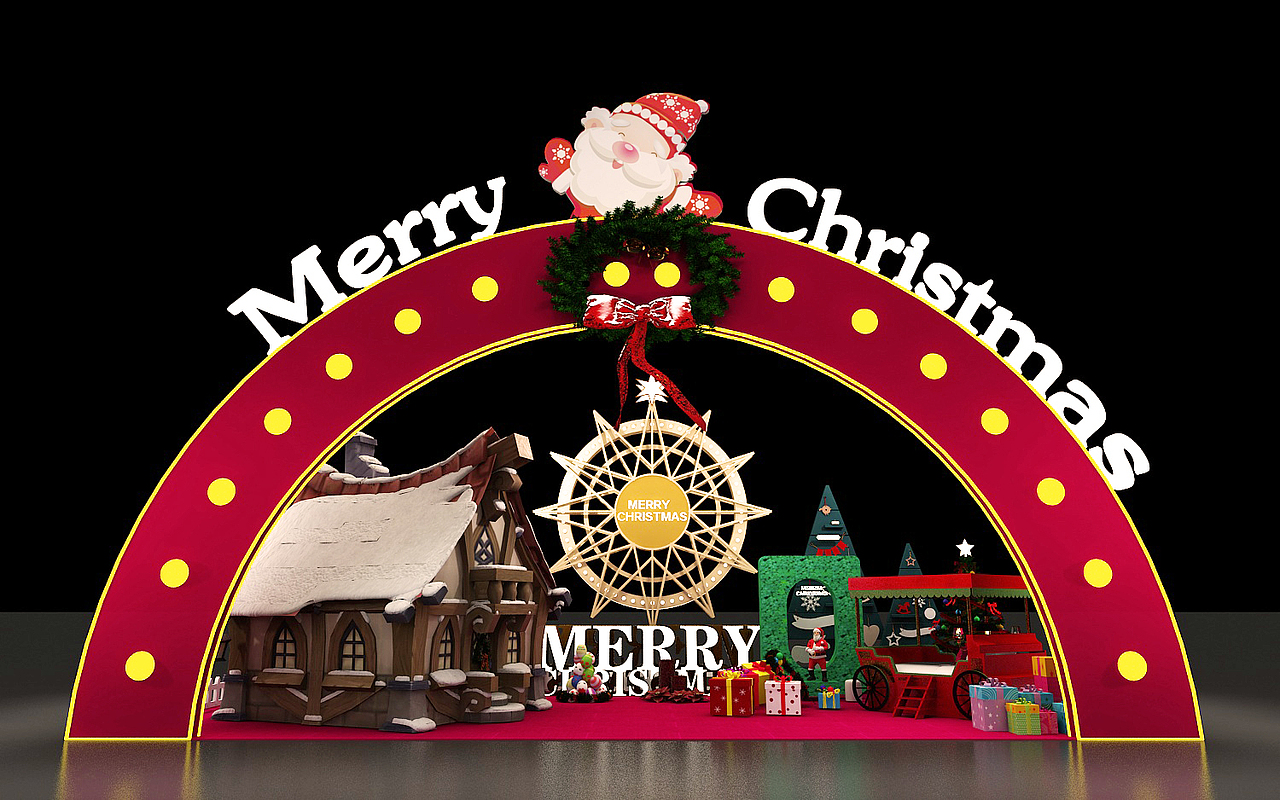 圣诞商场酒店dp点位效果图设计