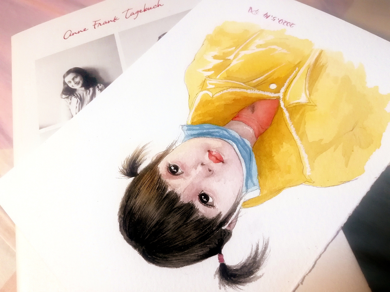 水彩人物和水果