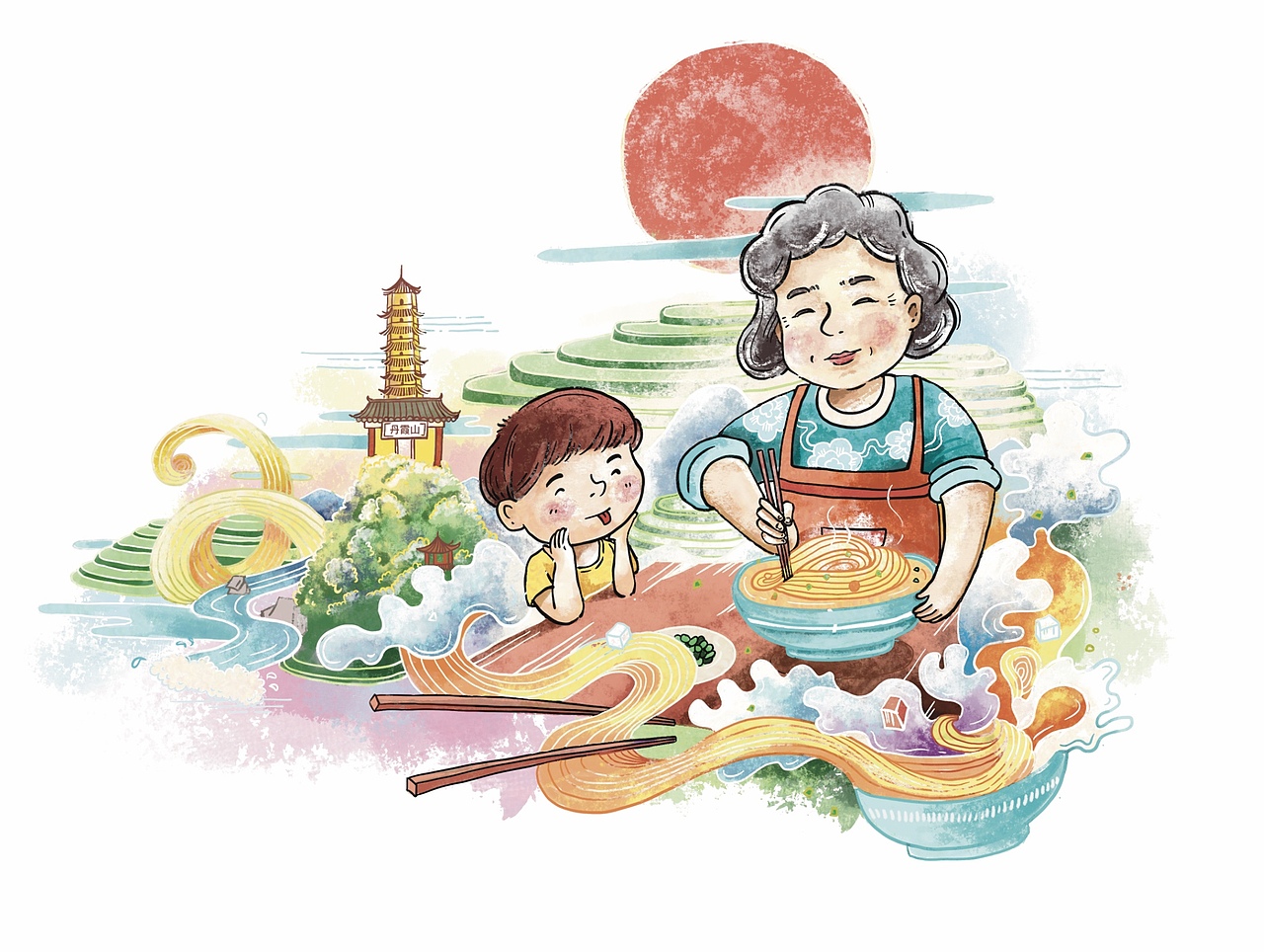 面条插画（图ZMjE1MzczNTg4） - 商业插画 - 站酷设计师DaisyOrdinart原创素材 - 站酷ZCOOL