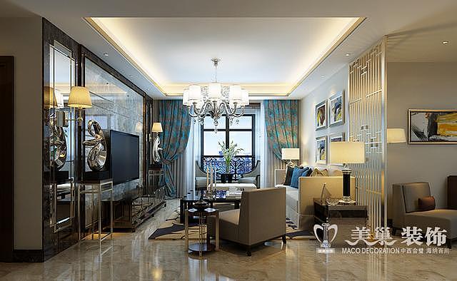 正商华钻130平三室装修混搭风格装修样板间设计