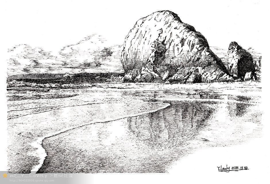 Y_Lovely 《鲸鱼岛》——钢笔画（图ZMTUyMjEzODA=） - 绘画 - 站酷设计师Y_Lovely原创素材 - 站酷ZCOOL