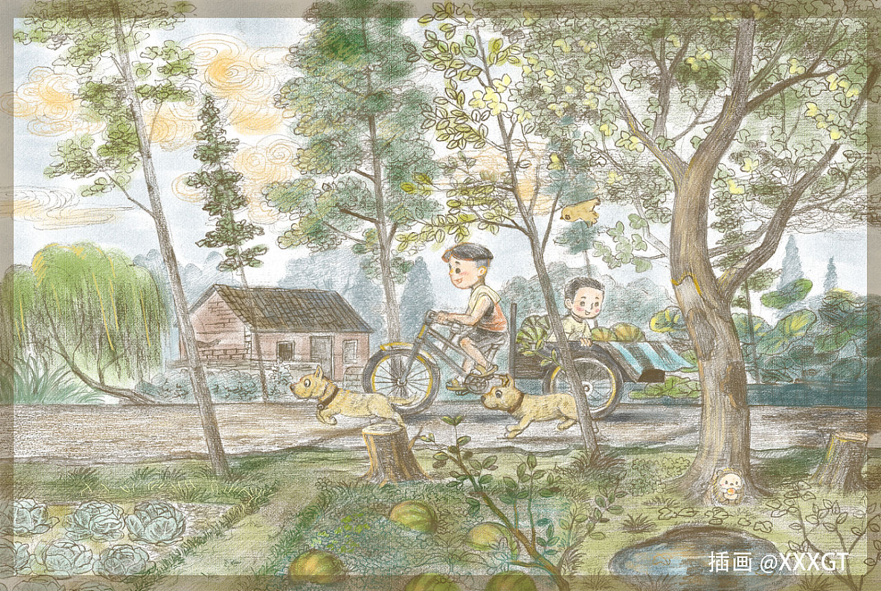 童年时候,我带着弟弟去集市上卖水果,我们用赚到的钱购买游戏机卡,路上我们有说有笑的分享这一天的愉快。