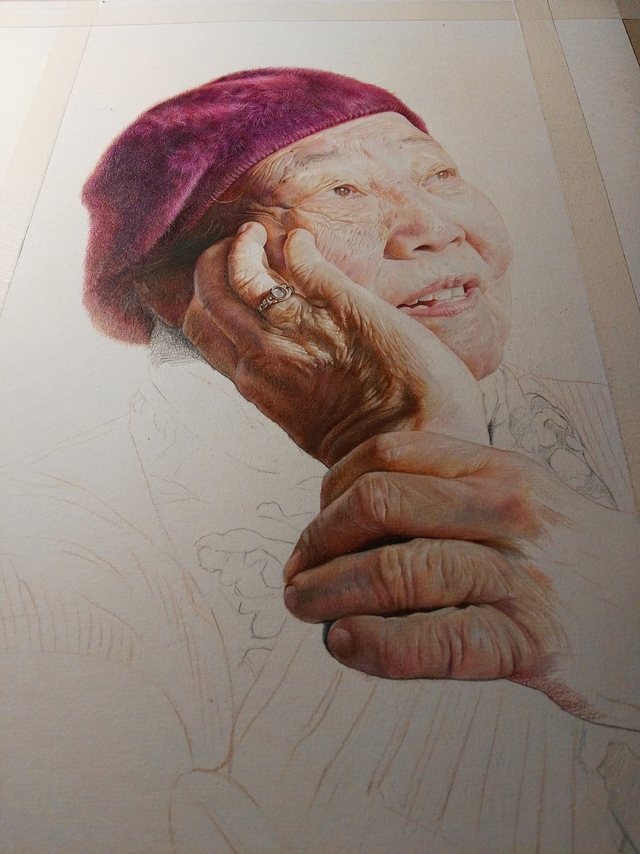写实彩铅作品奶奶