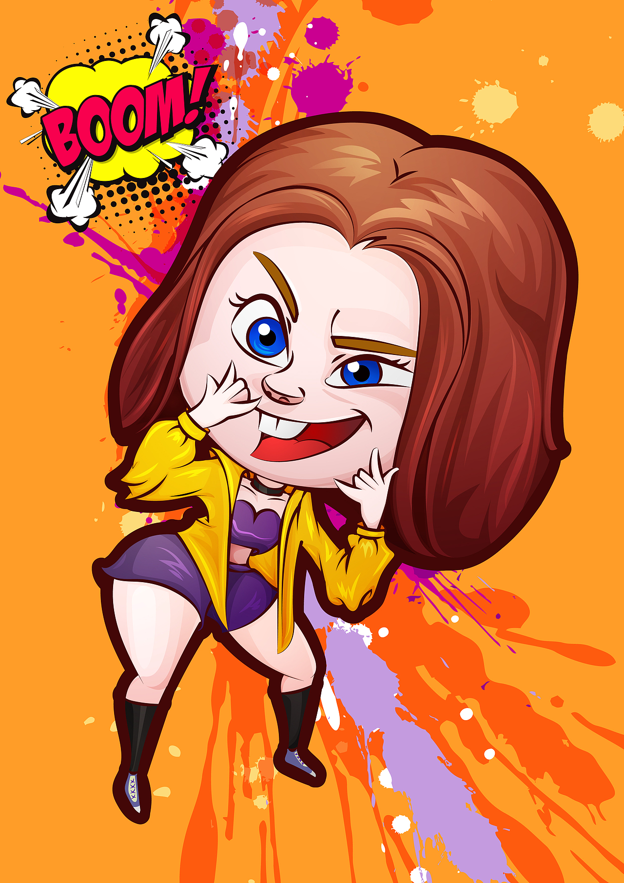 美式q版人物原创