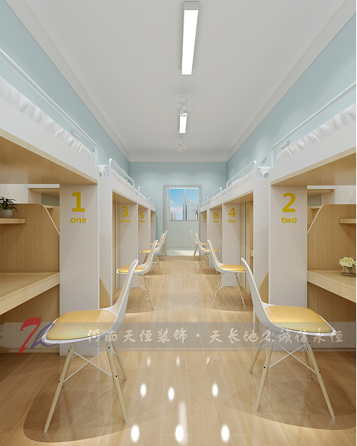 郑州普海外国语学校宿舍楼9 #5 #7一层学生宿舍装修效果图
