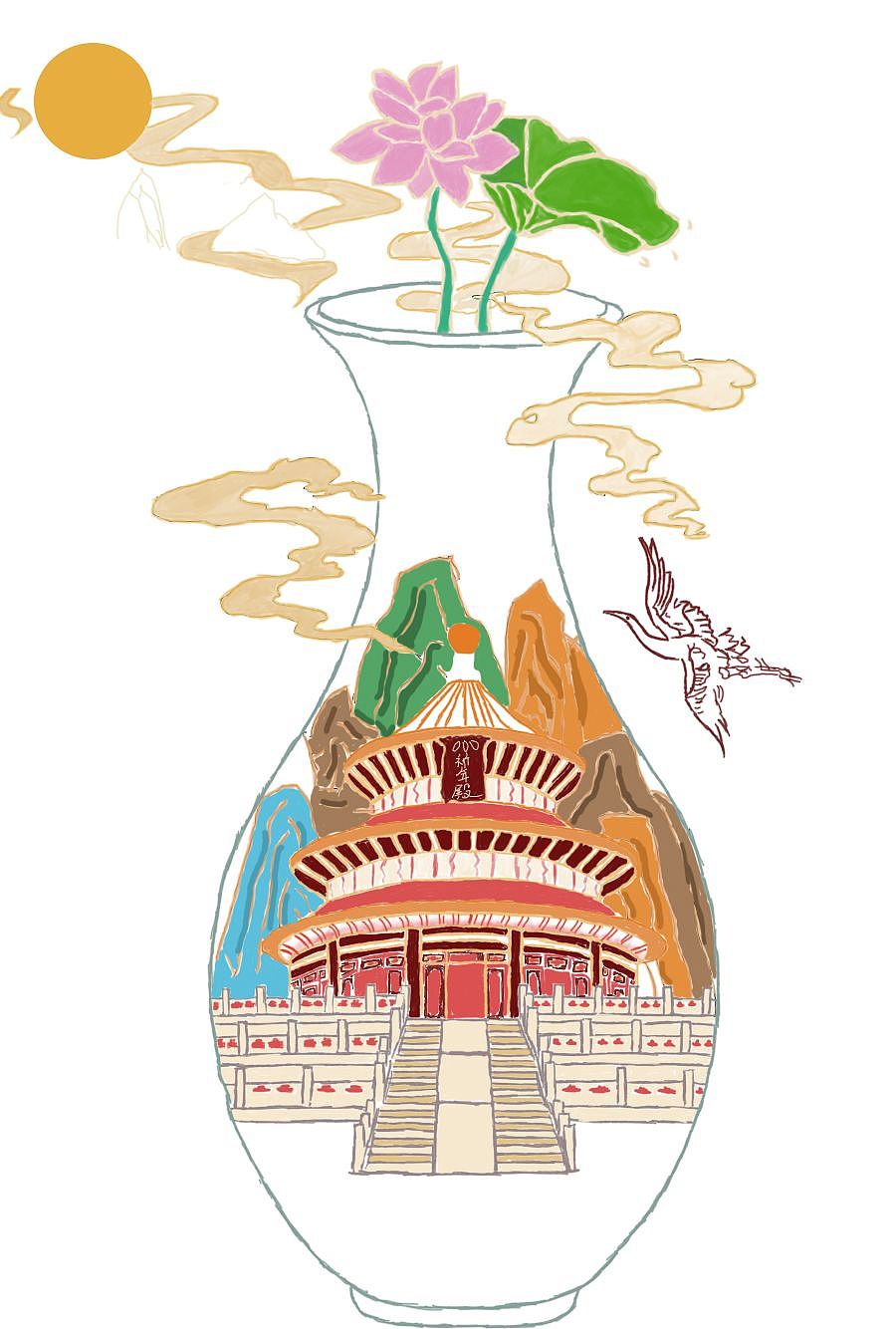 国风景德镇陶瓷文创插画作品（图ZMzU3ODU2NDUy） - 艺术插画 - 站酷设计师Z310953407原创素材 - 站酷ZCOOL