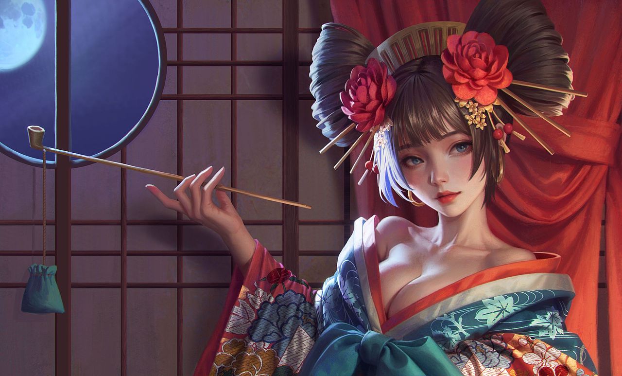 花魁（图ZMzM1MDA4NDYw） - 游戏原画 - 站酷设计师维安VAN原创素材 - 站酷ZCOOL