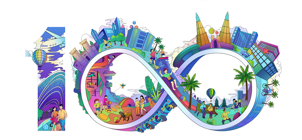 宝龙城 环球100 系列插画