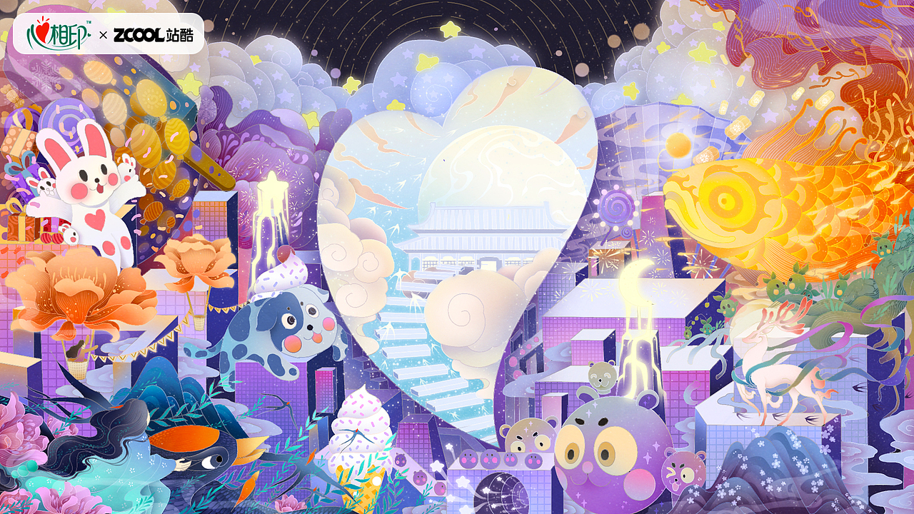 心相印—月宫盛宴（图ZMzM3MjI4Mjky） - 商业插画 - 站酷设计师月时YS原创素材 - 站酷ZCOOL
