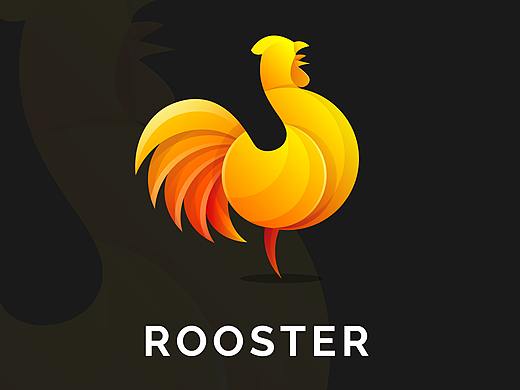 国外炫彩风格公鸡logo标志AI素材
