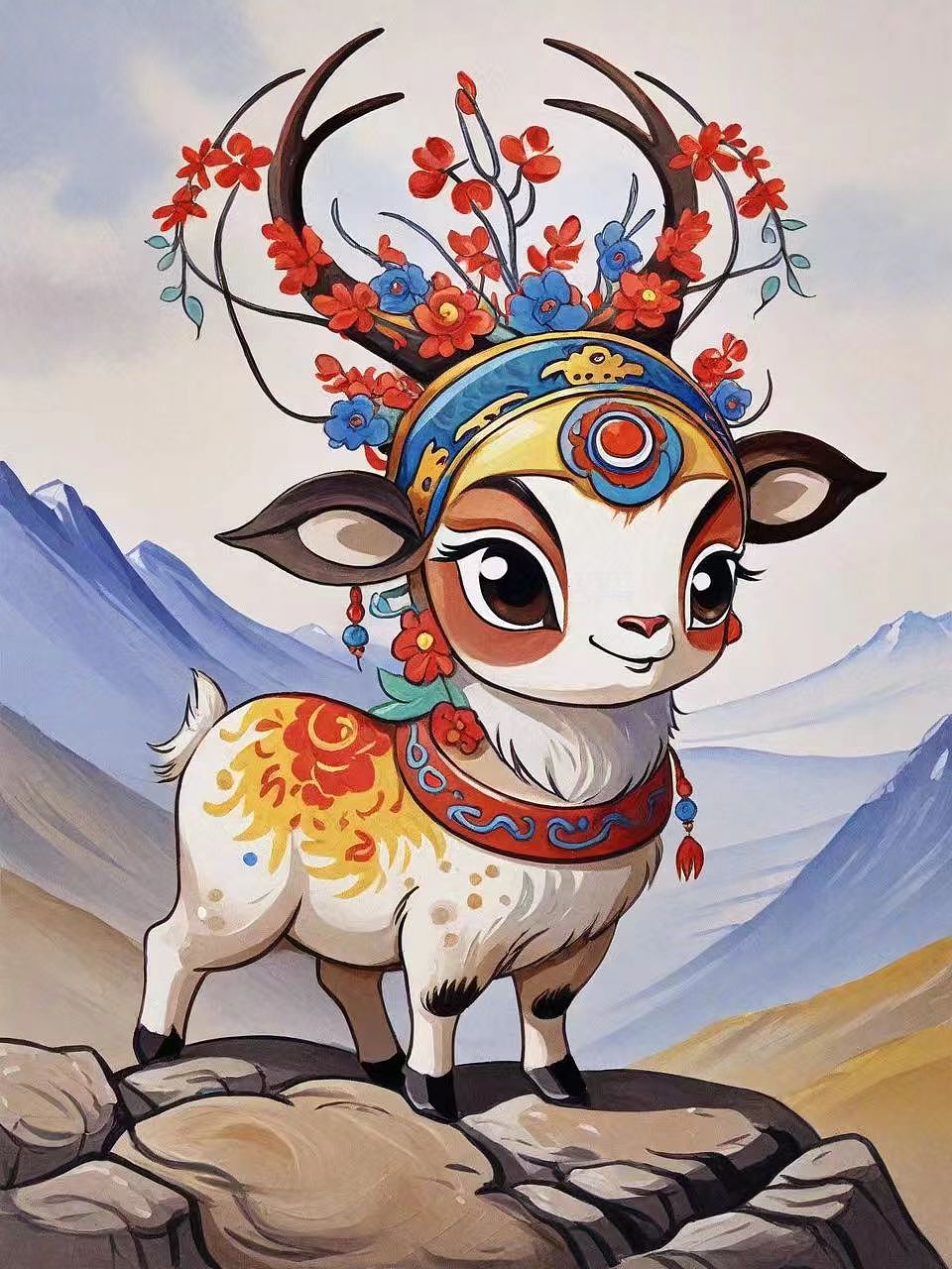 十二生肖之羊｜国潮风｜插画作品（图ZMzY0Njg0MjE2） - 艺术插画 - 站酷设计师Sunny老师原创素材 - 站酷ZCOOL