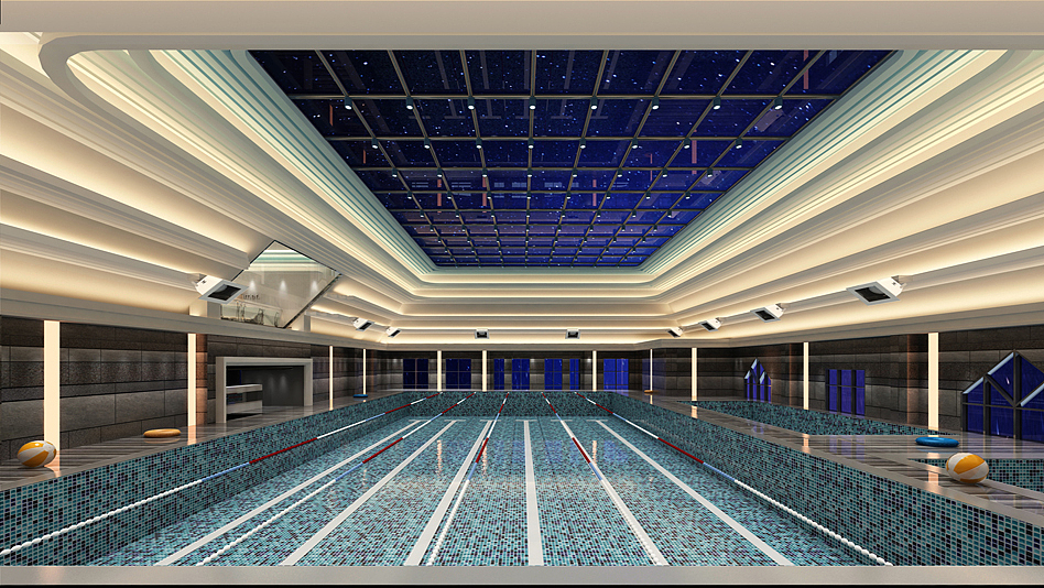 成都大型健身房装修设计公司|四川泰宇装饰--恒温游泳池区装修设计效果图