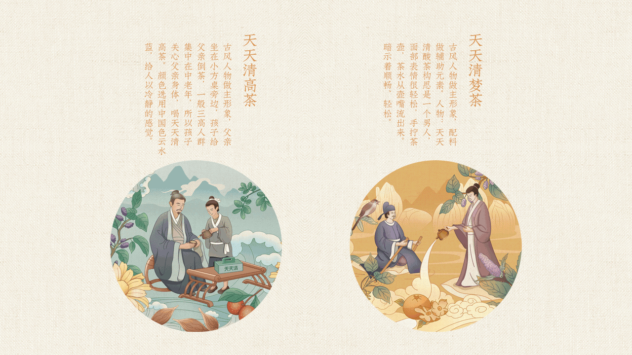 天天清X橘猫 国潮手绘草本茶包装设计第二弹