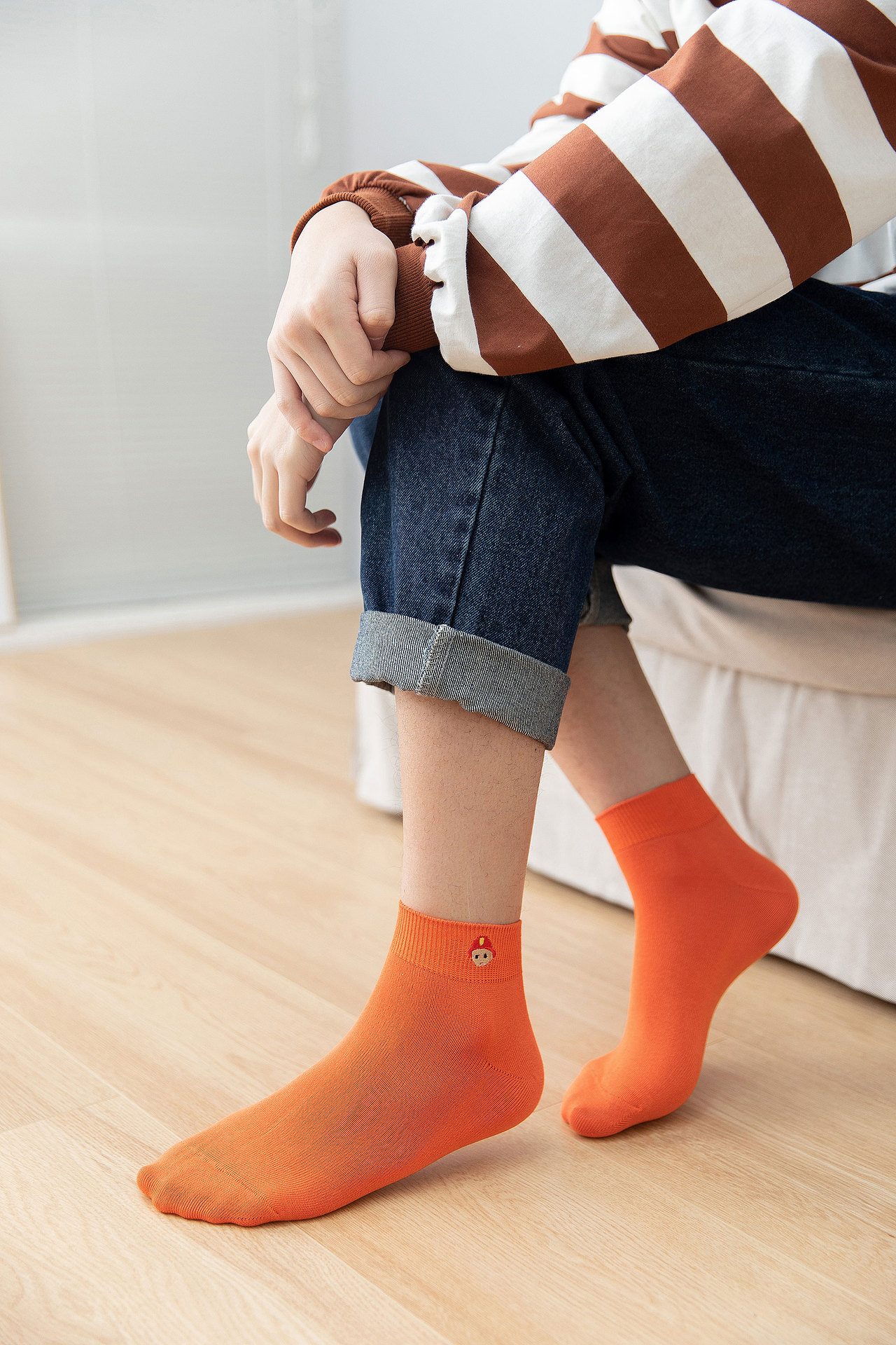 2020春夏男袜短袜刺绣日系袜子