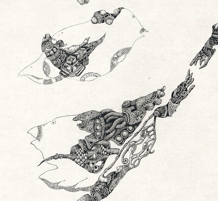 球花双鸟图轴之二 2014 （42x162cm）（图ZMTk3MjkyMDA=） - 绘画 - 站酷设计师李晴_jee原创素材 - 站酷ZCOOL