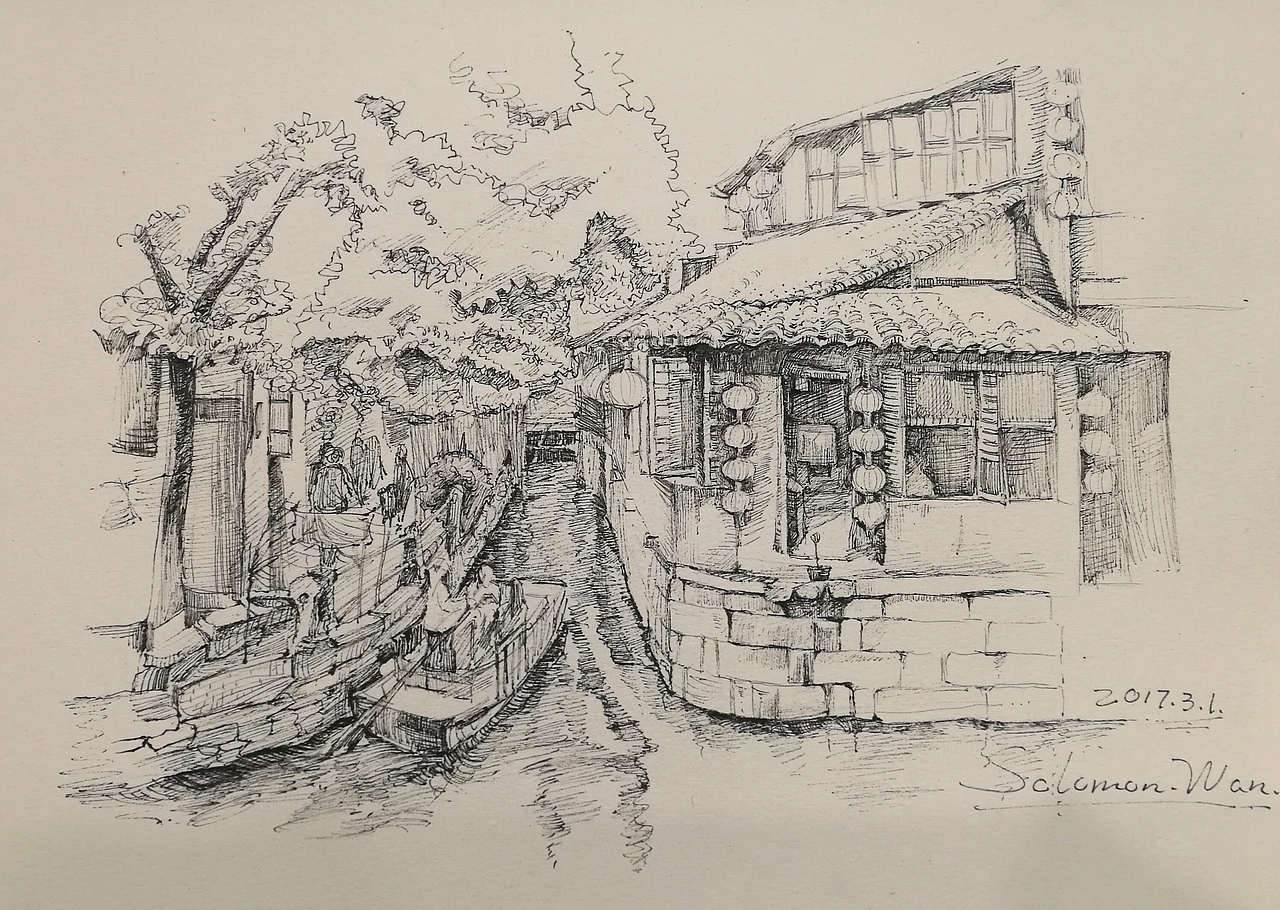 手绘风景 钢笔画 风景速写 手绘（图ZNzI5MDkzMDA=） - 绘画 - 站酷设计师千山万壑原创素材 - 站酷ZCOOL