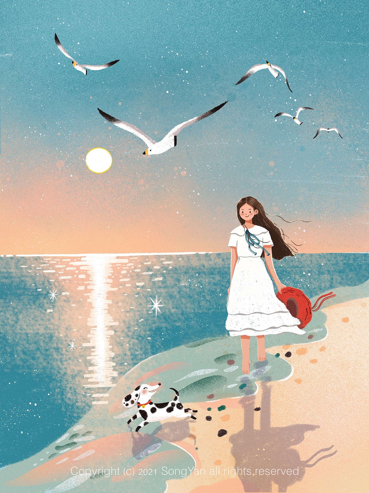 长发女孩系列插画（图ZMjMxNjg3MjQw） - 创作习作 - 站酷设计师宋妍插画原创素材 - 站酷ZCOOL