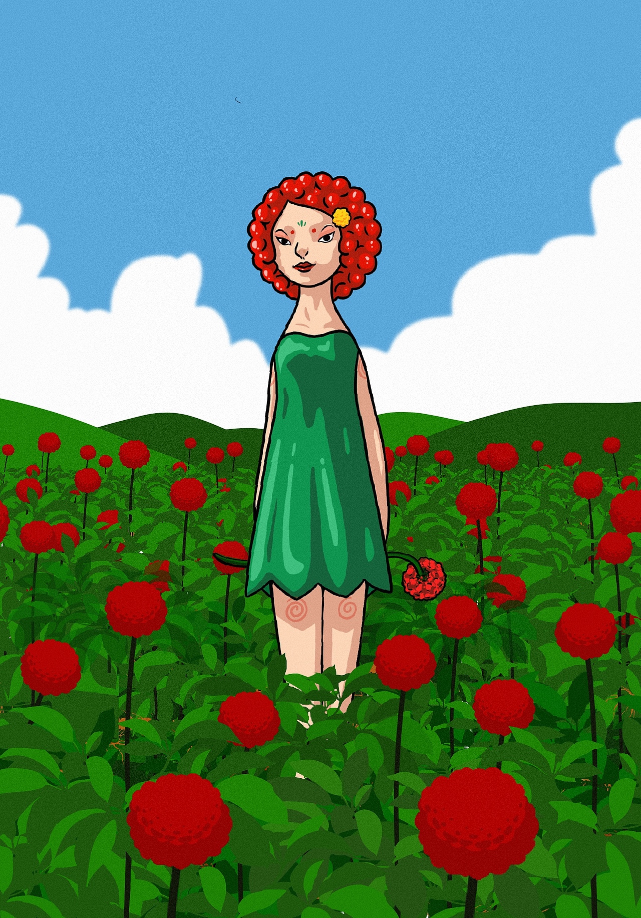 三七姑娘 "红七儿"|插画|创作习作|蒲青空 - 原创作品 - 站酷 (zcool)