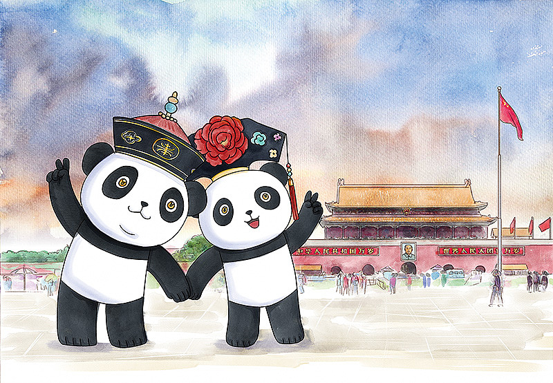 旅游景点熊猫明信片创作小集