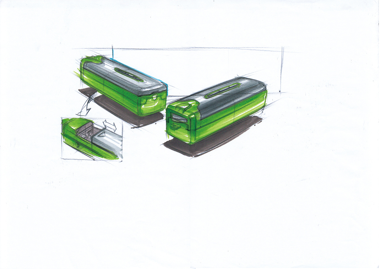 便携迷你收音机 产品设计手绘上色步奏
