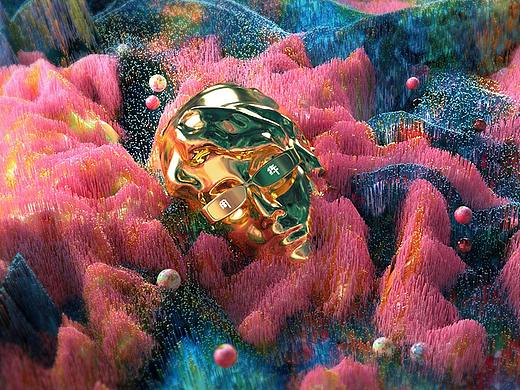 c4d迷幻色彩艺术地形