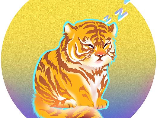 虎年 视频电话打瞌睡的虎宝宝