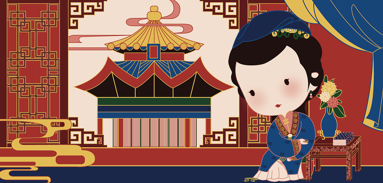 故宫美人q版插画
