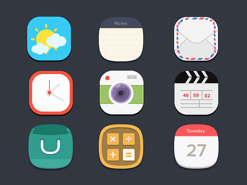 合集-扁平轻拟物图标临摹