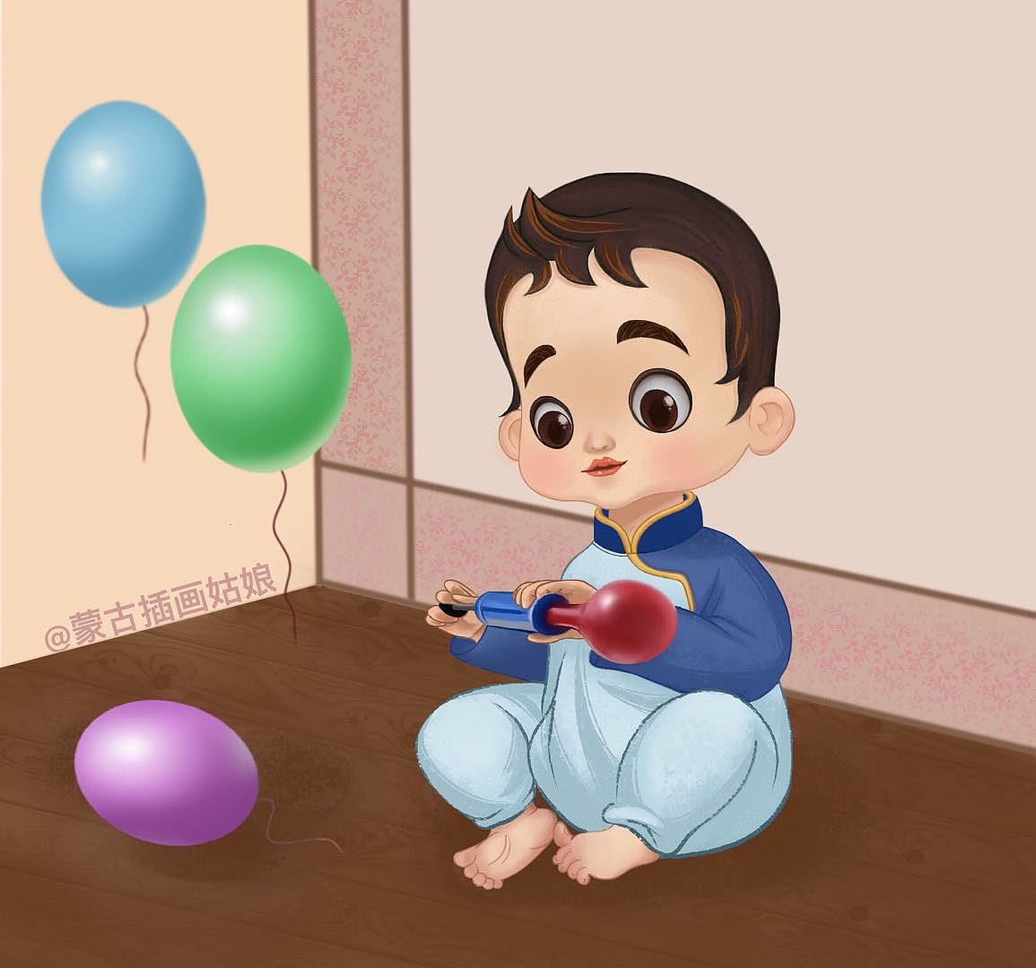 原创 | 吹气球的蒙古宝贝