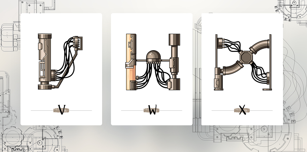 日常 - 字母·機械紀(jì)元（圖ZNzg5ODcwNDg=） - 新銳潮流插畫 - 站酷設(shè)計師I輝太郎I原創(chuàng)素材 - 站酷ZCOOL