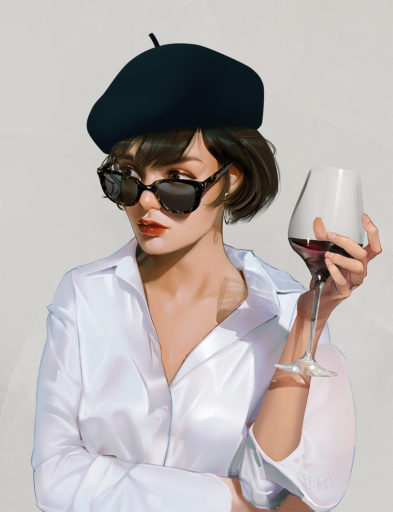 我虽然不喜欢喝酒,但是我喜欢画。 