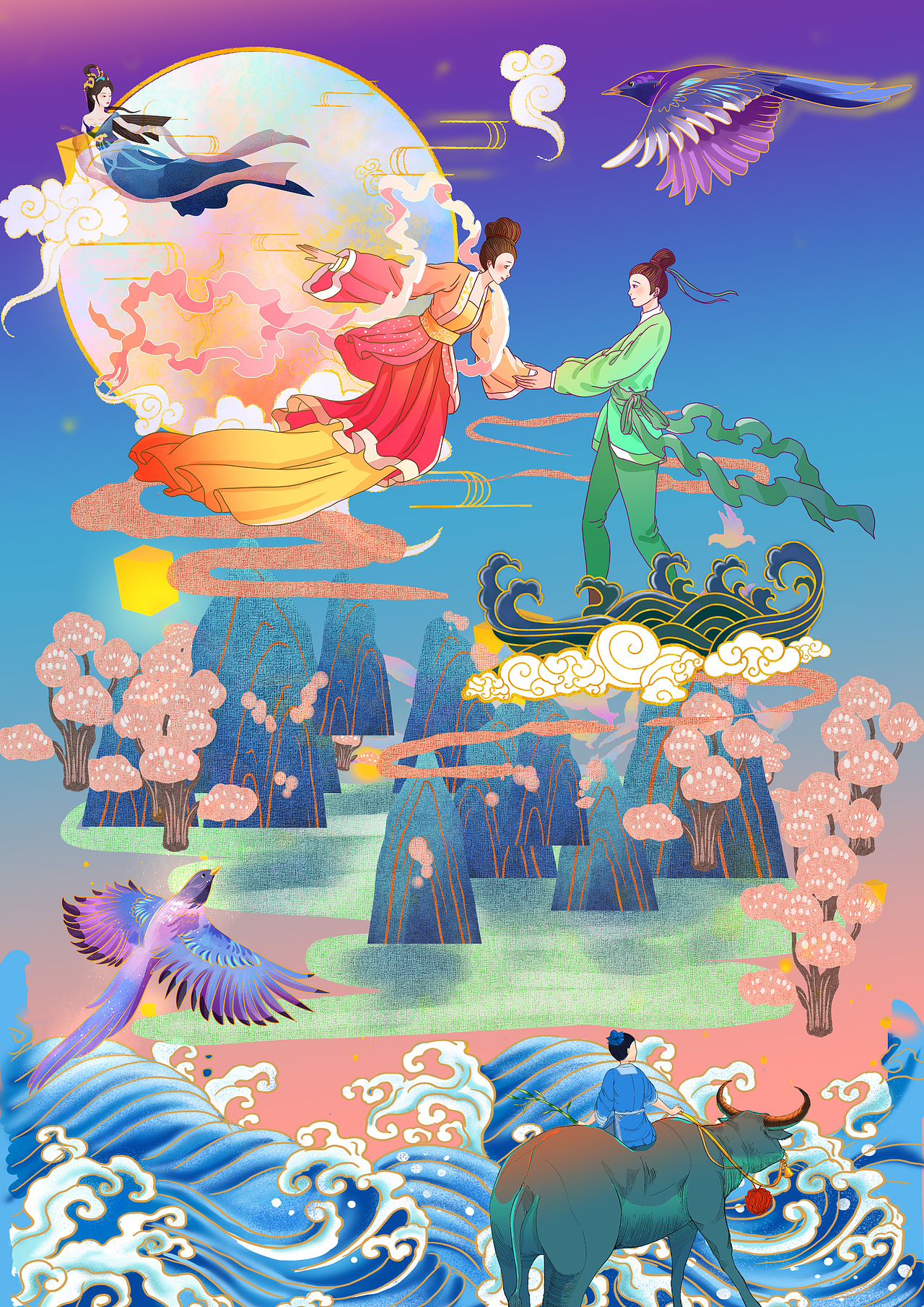 七夕（图ZMjYyOTgwNzQ0） - 海报 - 站酷设计师Z79736275原创素材 - 站酷ZCOOL