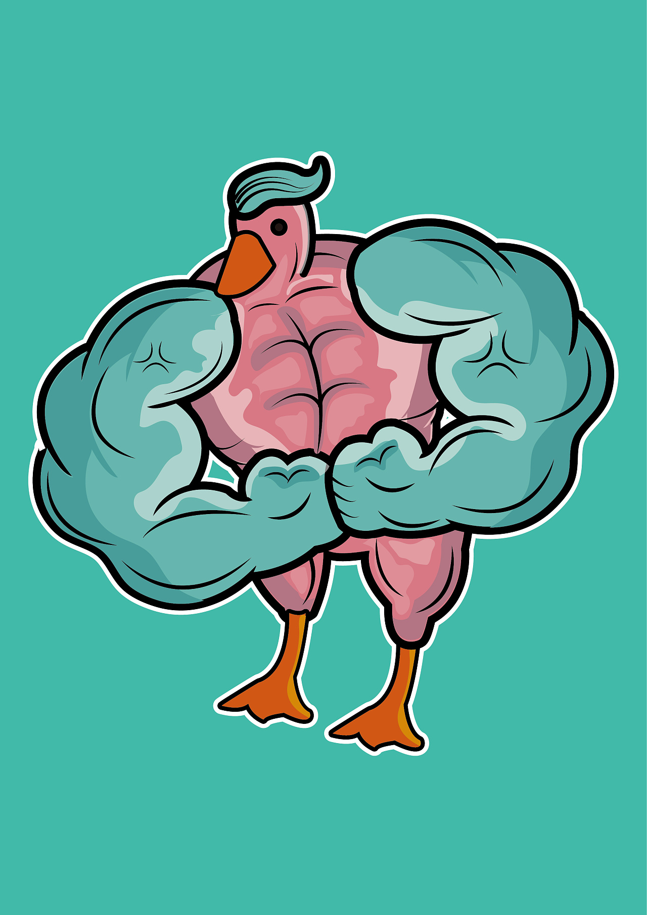 肌肉鸭和怕冷猫|插画|商业插画|度伴儿的小世界 - 原创作品 - 站酷