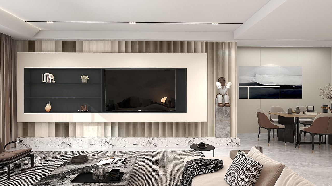 简约系列|暖色电视墙，温馨之中的点缀恰到好处（图ZMzExNTgzMTc2） - 家装设计 - 站酷设计师设计师徐来原创素材 - 站酷ZCOOL