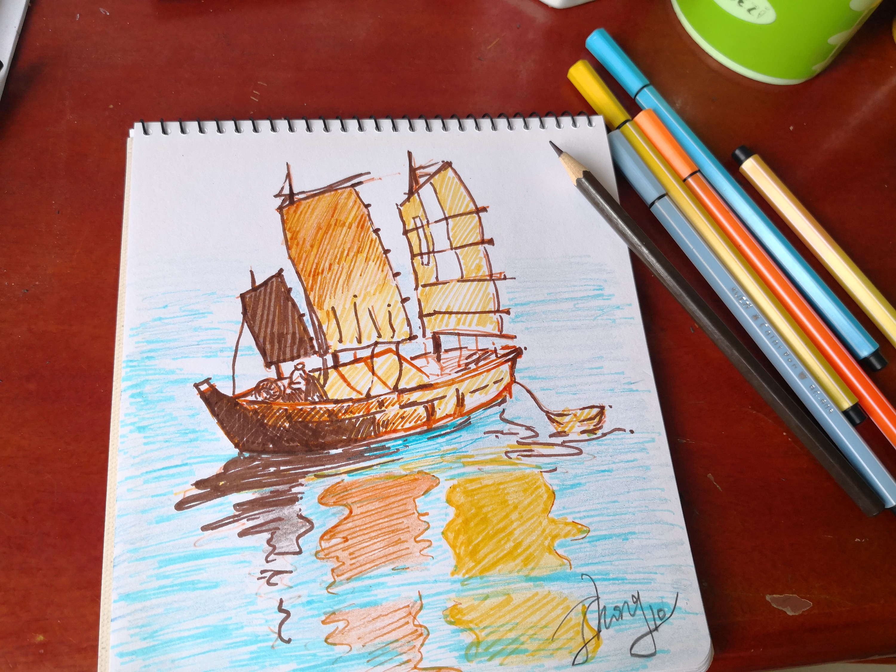 1～6年级少儿简单漂亮的手绘画 实用彩色简笔画轮船怎么画 丫丫小报
