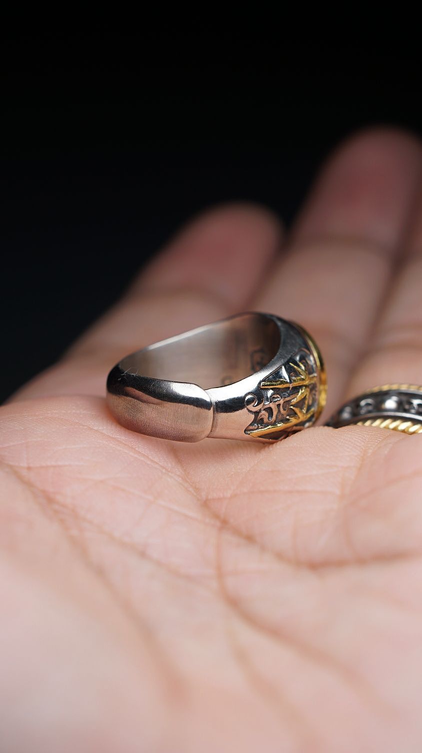 【虎啸山林】纯银包金戒指