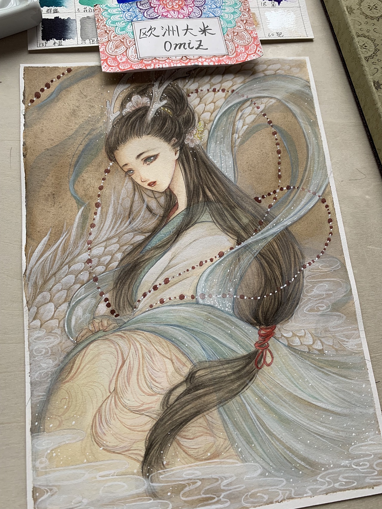 颜彩手绘古风龙女