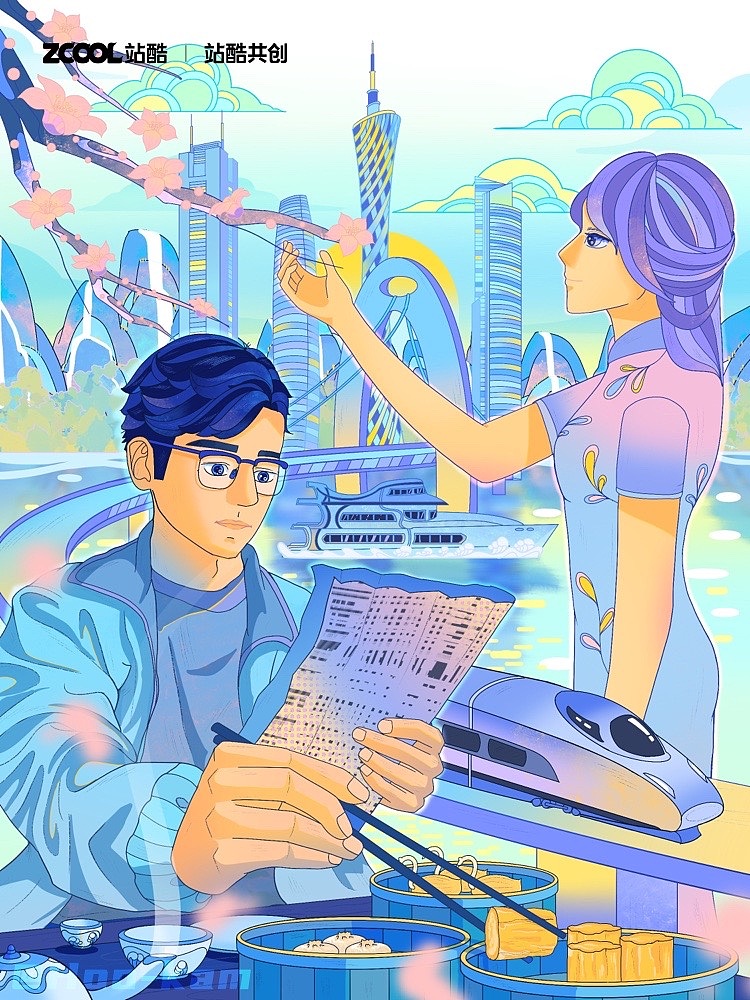 #城市文化100#花开广州（图ZMzM0MDA2Nzky） - 艺术插画 - 站酷设计师Hookam原创素材 - 站酷ZCOOL