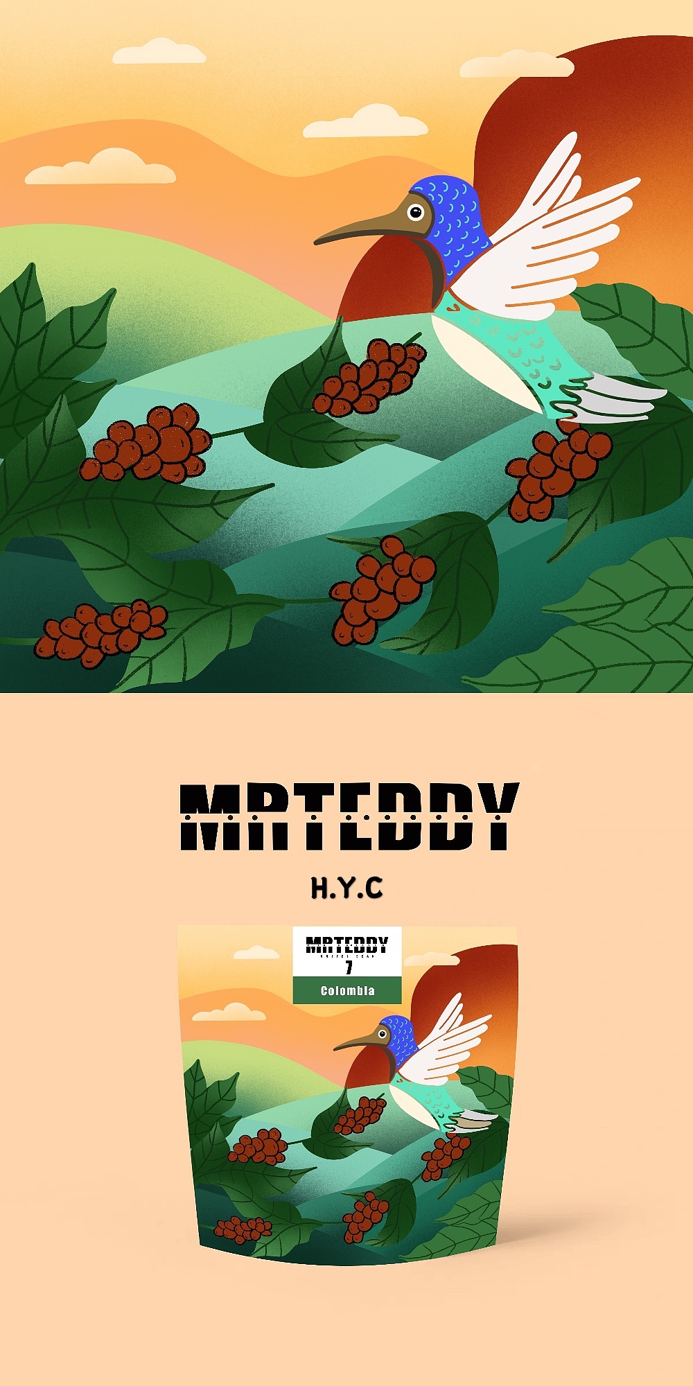 原创咖啡豆包装设计|插画|商业插画|麦麦小麦子 - 原创作品 - 站酷