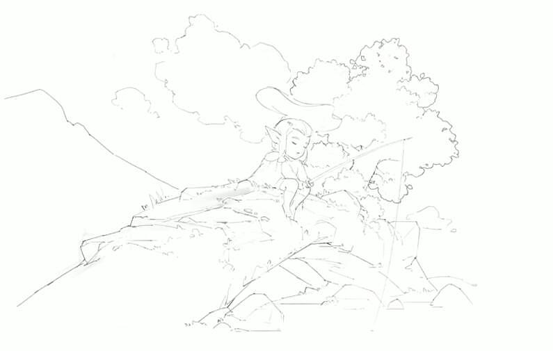 钓鱼小萝莉气氛图流程分享（图ZMTk4MjI3NzM2） - 概念设定 - 站酷设计师老银原创素材 - 站酷ZCOOL