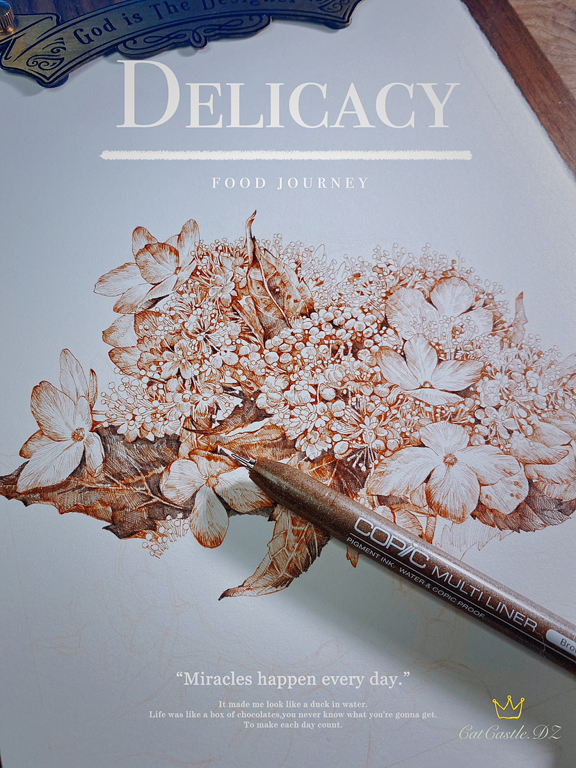 蘸水笔针管笔｜山绣球（图ZMzIwNDM4MzQ0） - 艺术插画 - 站酷设计师CatCastleDZ原创素材 - 站酷ZCOOL