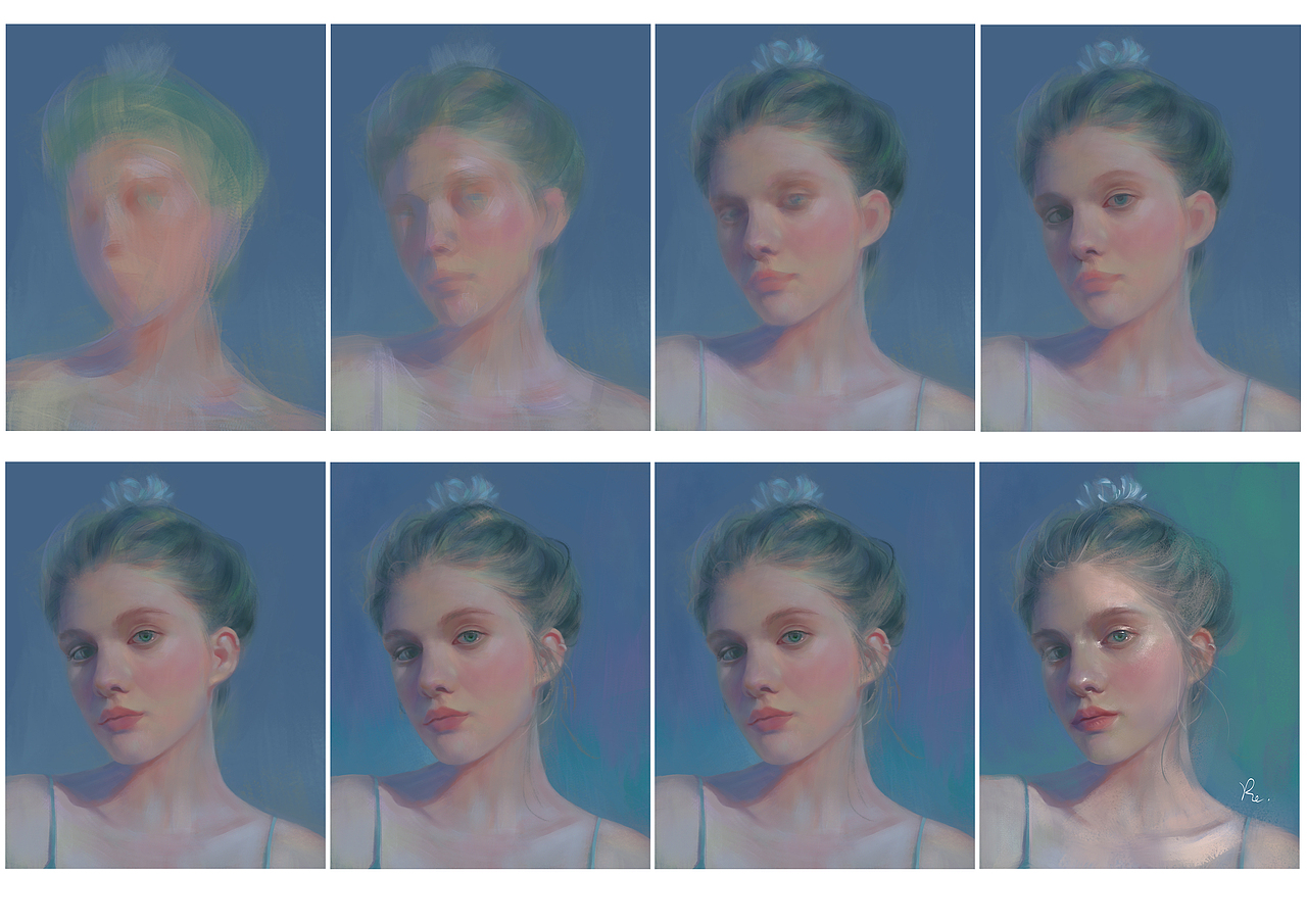 一些头像色彩 涂~（含两种绘画路径过程图）