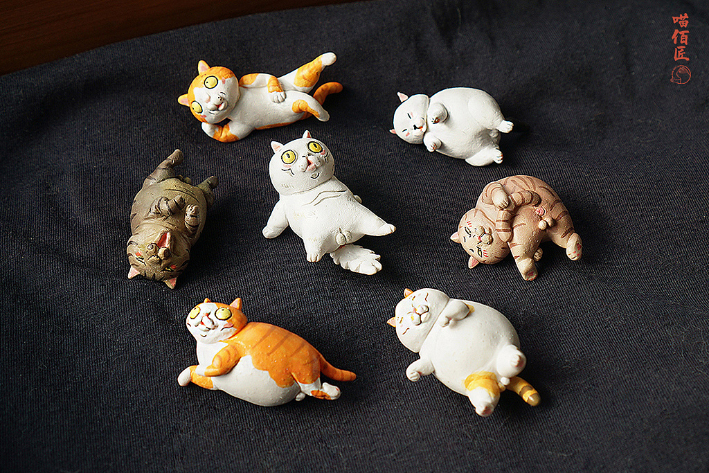 陶捏一组沙雕小猫咪|手工艺|手办/模玩|wmm王麦麦 - 原创作品 - 站酷
