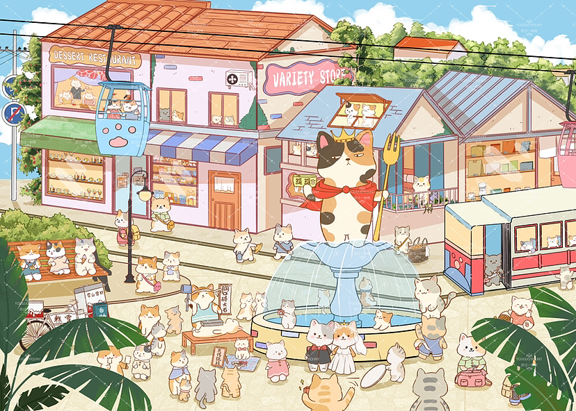 猫咪小镇（图ZMzY5NjQ0Nzg4） - 绘本 - 站酷设计师CY游过一群鸭原创素材 - 站酷ZCOOL