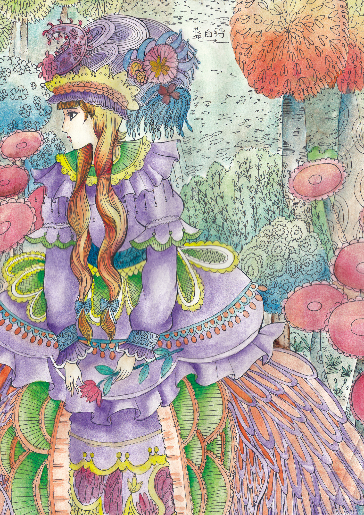 【蓝白铅-手绘水彩画】