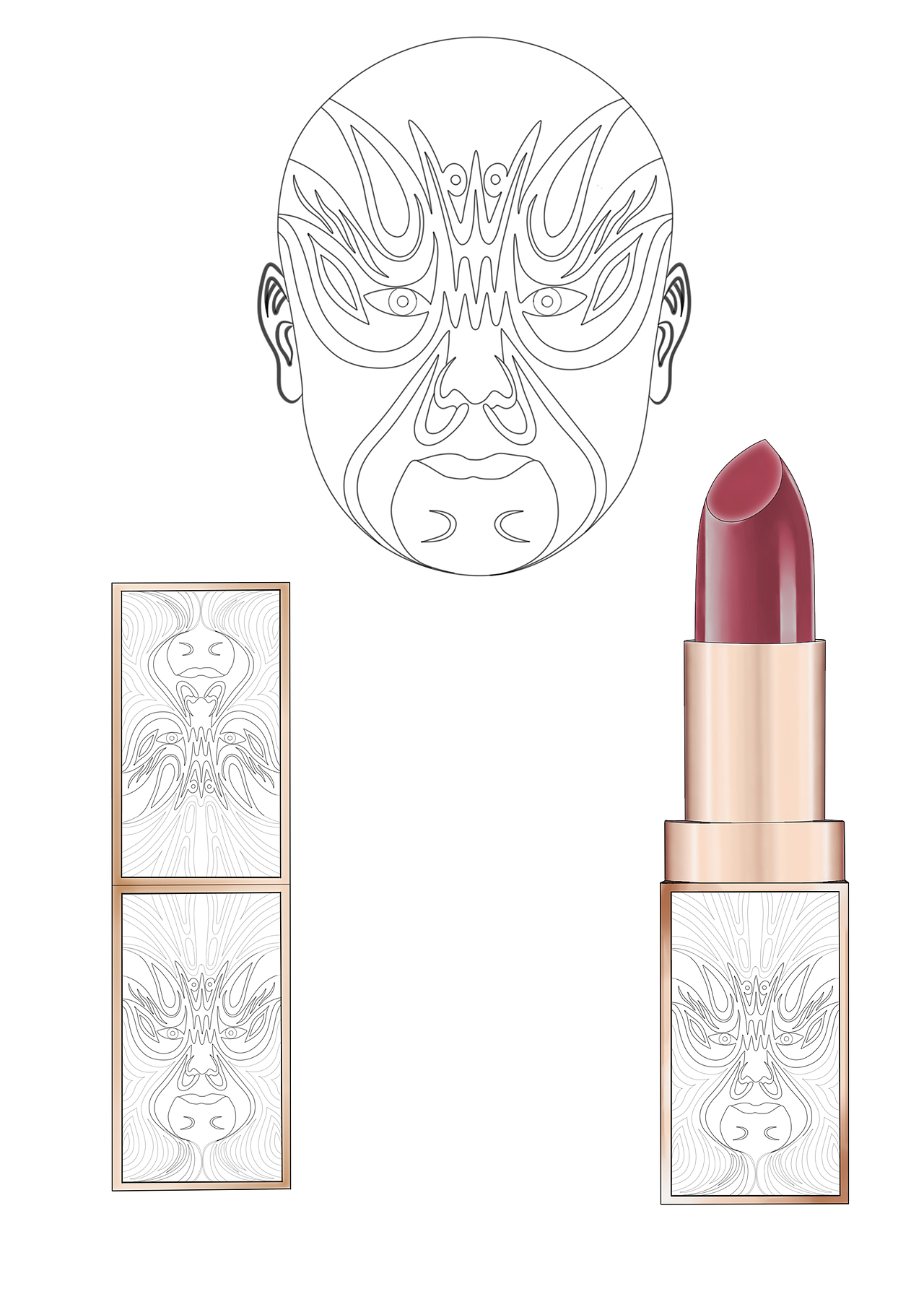 脸谱的躁动（插画中国风口红设计）（图ZMTUyMDM5MTcy） - 生活用品 - 站酷设计师梁辰_原创素材 - 站酷ZCOOL