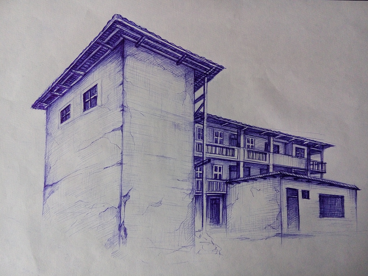 圆珠笔之福建土楼风景